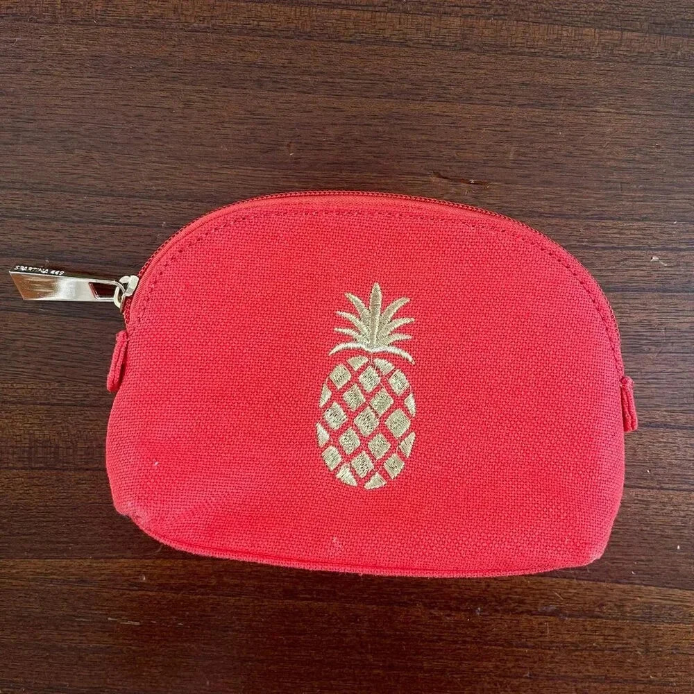 Spartina 449 Pineapple Small Cosmetic Case Pouch Orange - Picture 2 of 8